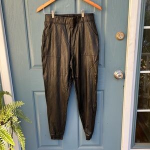 Spanx Black Faux Leather Joggers